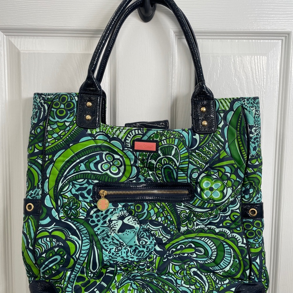 Lilly Pulitzer Quilted blue green tote bag